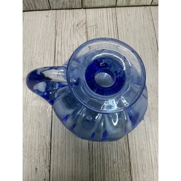 Vtg Joe Hamon Blown Blue Glass Decorative Potion Bottle Pitcher Vase 3 3/4" Tall - Picture 5 of 10